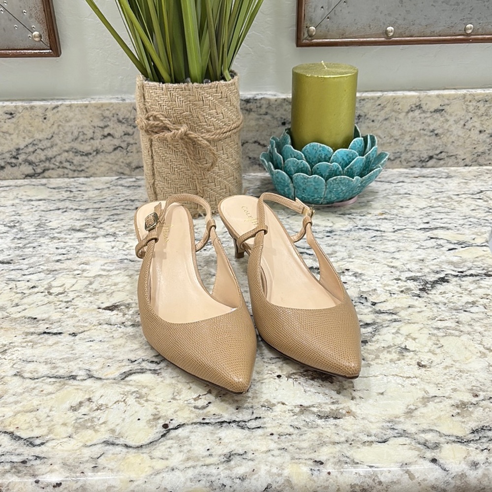 🔥Closet Clear Out🔥. Cole Haan Tan Kitten Heels with Slingback Design
